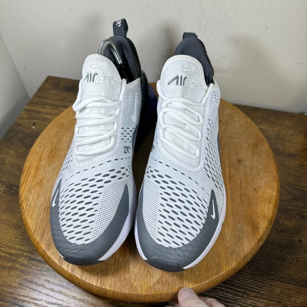 Nike Air Max 270 Mens White Grey Purple Running Shoes AH8050-107 Size 10.5